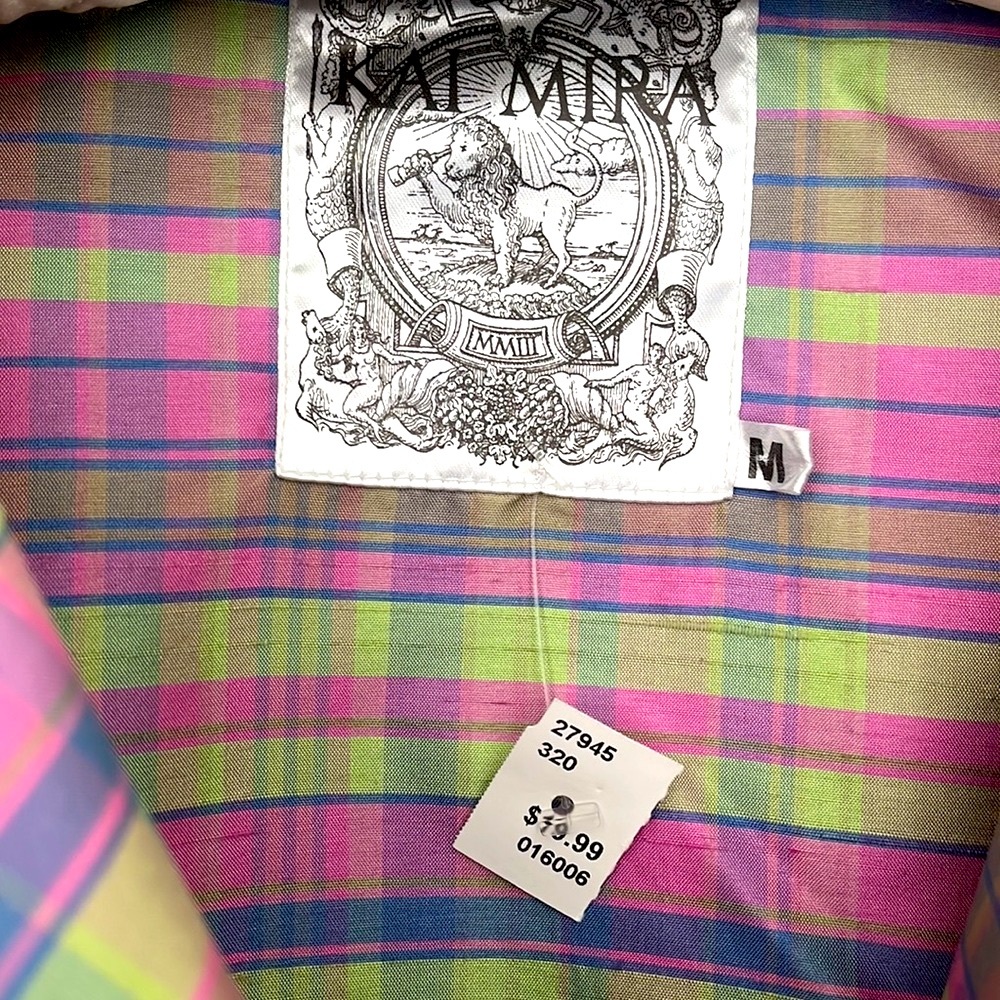 KAI MIRA Women’s Jacket 100% Silk  Size M Color Lime/Pink - Picture 3 of 6